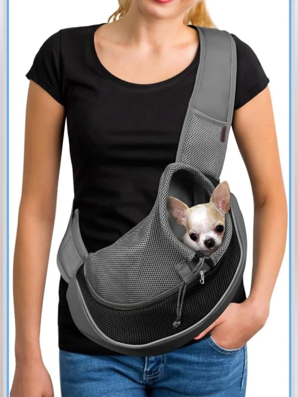 Pet Sling Carrier for 10-15 lbs Small Dogs Hands-Free Puppy Carrier